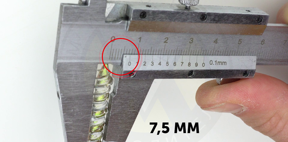 Измерение диаметра нагеля