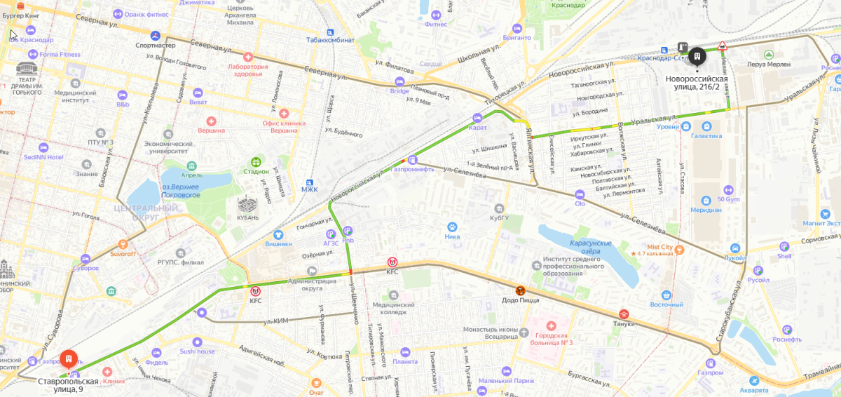 Карта проезда до КМП-Трейд в Краснодаре