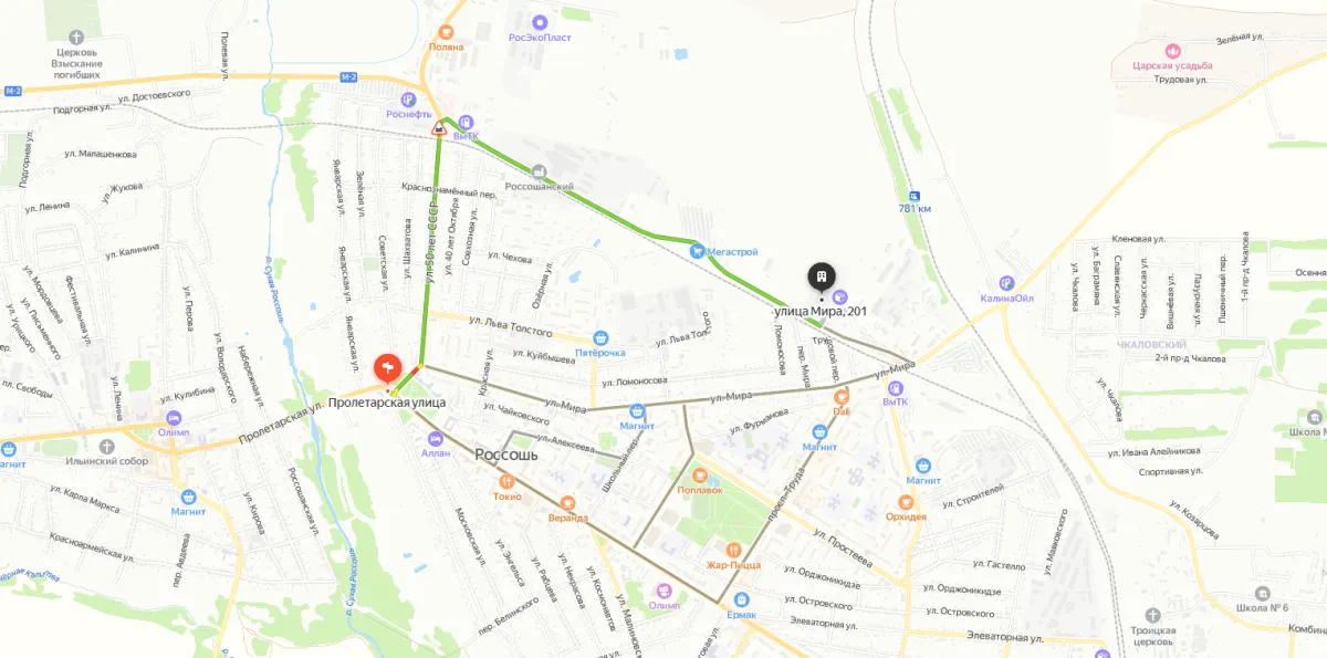 Карта проезда до КМП-Трейд в Россоши